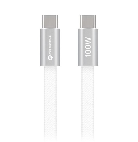 Kabel USB-C do USB-C Forcell F-Energy QC4.0 PD 5A 100W Cafule Flat 1,2 m CCFN23 biały