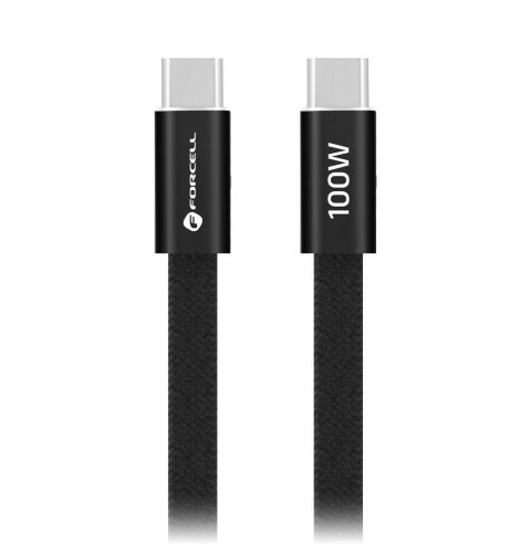 Kabel USB-C do USB-C Forcell F-Energy QC4.0 PD 5A 100W Cafule Flat 1,2 m CCFN23 czarny