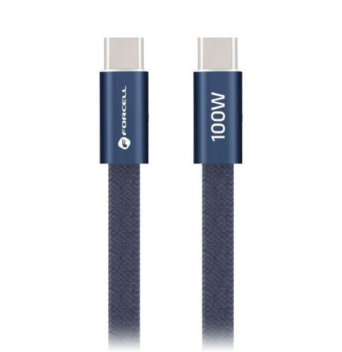 Kabel USB-C do USB-C Forcell F-Energy QC4.0 PD 5A 100W Cafule Flat 1,2 m CCFN23 granatowy