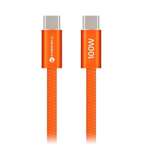 Kabel USB-C do USB-C Forcell F-Energy QC4.0 PD 5A 100W Cafule Flat 1,2 m CCFN23 pomarańczowy