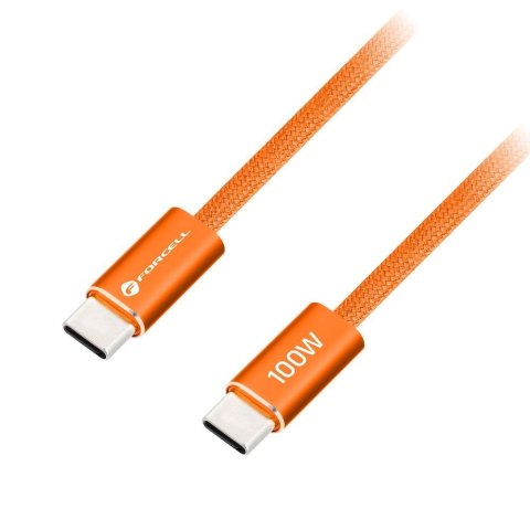 Kabel USB-C do USB-C Forcell F-Energy QC4.0 PD 5A 100W Cafule Flat 1,2 m CCFN23 pomarańczowy
