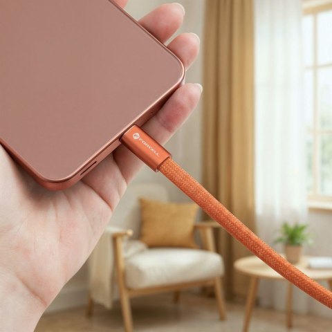 Kabel USB-C do USB-C Forcell F-Energy QC4.0 PD 5A 100W Cafule Flat 1,2 m CCFN23 pomarańczowy