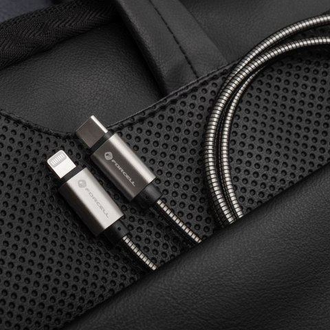 Kabel USB-C do USB-C Forcell F-Energy QC4.0 PD 5A 100W E-Mark Metal 1 m C239 srebrny