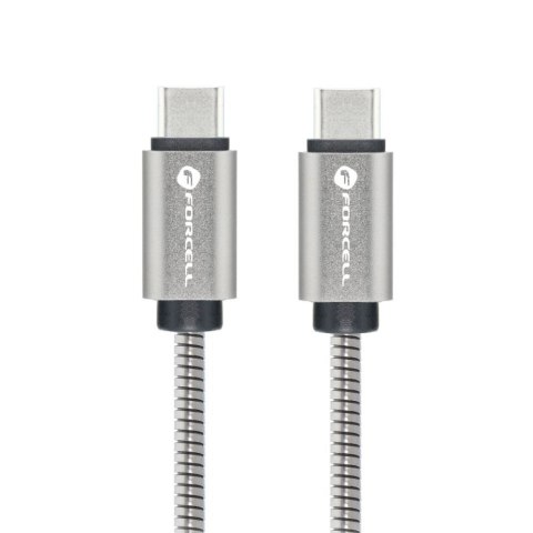 Kabel USB-C do USB-C Forcell F-Energy QC4.0 PD 5A 100W E-Mark Metal 2 m C239 srebrny
