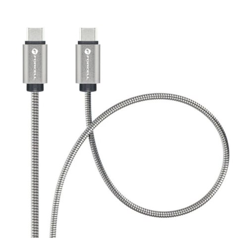 Kabel USB-C do USB-C Forcell F-Energy QC4.0 PD 5A 100W E-Mark Metal 2 m C239 srebrny