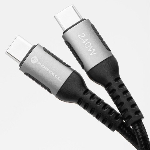 Kabel USB-C do USB-C Forcell F-Energy QC4.0 PD 5A 240W Cafule 0,25 m C263 czarny