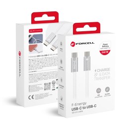 Kabel USB-C do USB-C Forcell F-Energy QC4.0 PD 5A 240W Cafule Color 1,2 m CBN1 biały