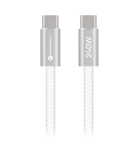 Kabel USB-C do USB-C Forcell F-Energy QC4.0 PD 5A 240W Cafule Flat 1,2 m CCFN23 biały