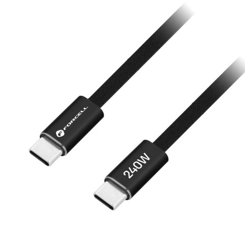 Kabel USB-C do USB-C Forcell F-Energy QC4.0 PD 5A 240W Cafule Flat 1,2 m CCFN23 czarny