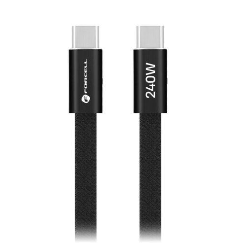 Kabel USB-C do USB-C Forcell F-Energy QC4.0 PD 5A 240W Cafule Flat 1,2 m CCFN23 czarny