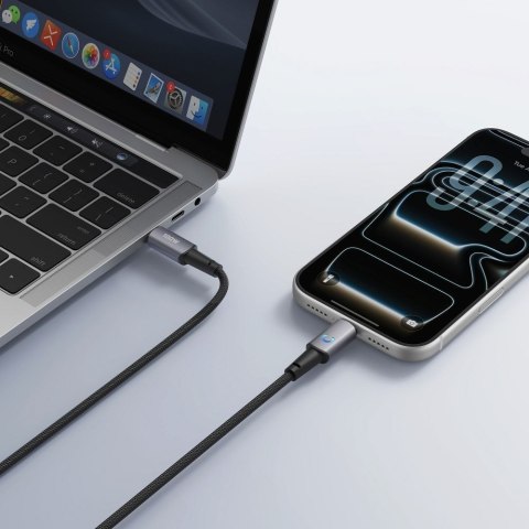 Kabel z diodą LED USB C do USB C VEGER PD 5A 100W 1,5 m CC1-ZSD czarny