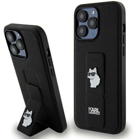KARL LAGERFELD futerał do IPHONE 13 Pro Max KLHCP13XGSACHPK (Gripstand Saffiano choupette PIN) czarny