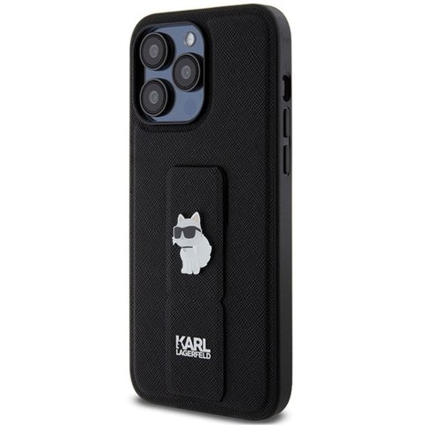 KARL LAGERFELD futerał do IPHONE 13 Pro Max KLHCP13XGSACHPK (Gripstand Saffiano choupette PIN) czarny