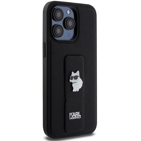 KARL LAGERFELD futerał do IPHONE 13 Pro Max KLHCP13XGSACHPK (Gripstand Saffiano choupette PIN) czarny