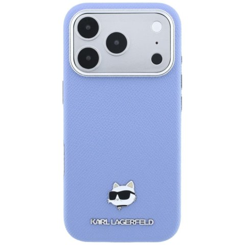 KARL LAGERFELD futerał do IPHONE 18 Pro/ 17 Pro kompatybilny z MagSafe (Grained Choupette Head Metal) jasnoniebieski