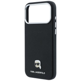 KARL LAGERFELD futerał do IPHONE 18 Pro/ 17 Pro kompatybilny z MagSafe (Grained Karl Head Metal) czarny