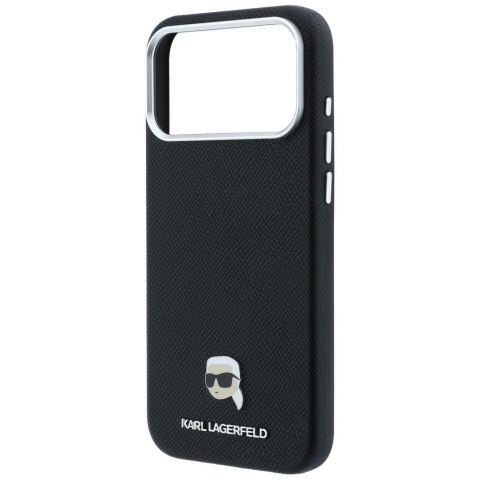 KARL LAGERFELD futerał do IPHONE 18 Pro/ 17 Pro kompatybilny z MagSafe (Grained Karl Head Metal) czarny
