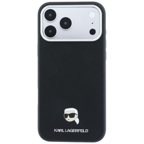 KARL LAGERFELD futerał do IPHONE 18 Pro/ 17 Pro kompatybilny z MagSafe (Grained Karl Head Metal) czarny