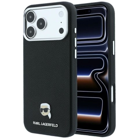 KARL LAGERFELD futerał do IPHONE 18 Pro/ 17 Pro kompatybilny z MagSafe (Grained Karl Head Metal) czarny