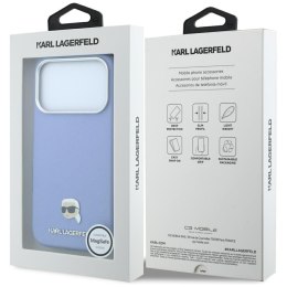 KARL LAGERFELD futerał do IPHONE 18 Pro/ 17 Pro kompatybilny z MagSafe (Grained Karl Head Metal) jasno niebieski
