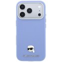 KARL LAGERFELD futerał do IPHONE 18 Pro/ 17 Pro kompatybilny z MagSafe (Grained Karl Head Metal) jasno niebieski