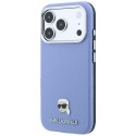 KARL LAGERFELD futerał do IPHONE 18 Pro/ 17 Pro kompatybilny z MagSafe (Grained Karl Head Metal) jasno niebieski