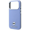 KARL LAGERFELD futerał do IPHONE 18 Pro Max/ 17 Pro Max kompatybilny z MagSafe (Grained Choupette Head Metal) jasnoniebieski