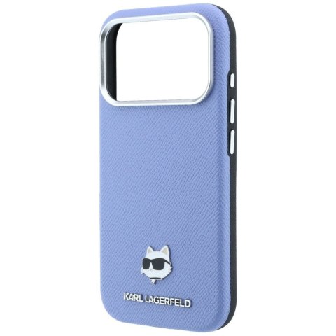 KARL LAGERFELD futerał do IPHONE 18 Pro Max/ 17 Pro Max kompatybilny z MagSafe (Grained Choupette Head Metal) jasnoniebieski