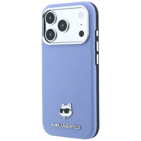 KARL LAGERFELD futerał do IPHONE 18 Pro Max/ 17 Pro Max kompatybilny z MagSafe (Grained Choupette Head Metal) jasnoniebieski