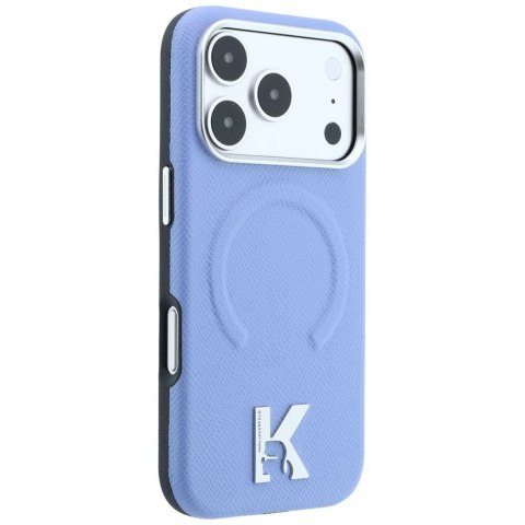 KARL LAGERFELD futerał do IPHONE 18 Pro Max/17 Pro Max kompatybilny z MagSafe (Grained Embossed Ring & Kameo Logo) jasnoniebiesk