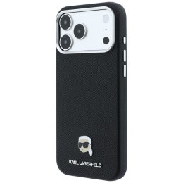 KARL LAGERFELD futerał do IPHONE 18 Pro Max/ 17 Pro Max kompatybilny z MagSafe (Grained Karl Head Metal) czarny