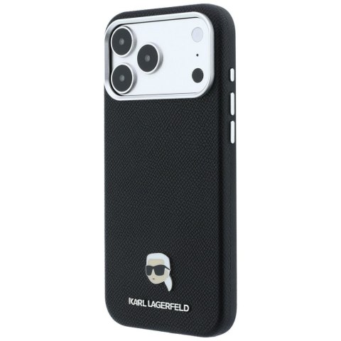 KARL LAGERFELD futerał do IPHONE 18 Pro Max/ 17 Pro Max kompatybilny z MagSafe (Grained Karl Head Metal) czarny