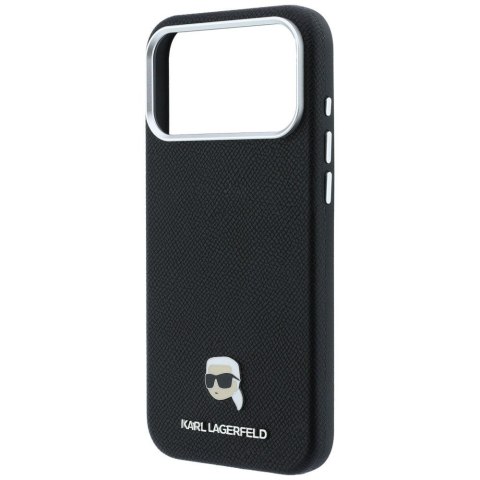 KARL LAGERFELD futerał do IPHONE 18 Pro Max/ 17 Pro Max kompatybilny z MagSafe (Grained Karl Head Metal) czarny