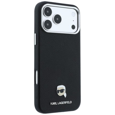 KARL LAGERFELD futerał do IPHONE 18 Pro Max/ 17 Pro Max kompatybilny z MagSafe (Grained Karl Head Metal) czarny