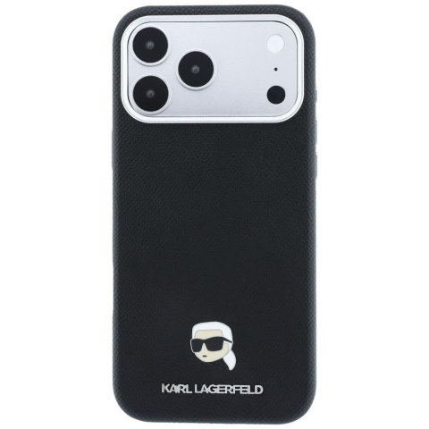 KARL LAGERFELD futerał do IPHONE 18 Pro Max/ 17 Pro Max kompatybilny z MagSafe (Grained Karl Head Metal) czarny