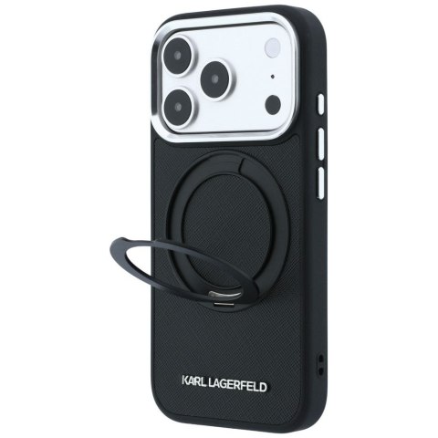 KARL LAGERFELD futerał do IPHONE 18 Pro Max/17 Pro Max kompatybilny z MagSafe (Ring Stand 360 Saffiano Classic Logo) czarny