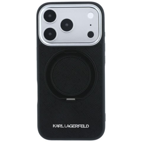 KARL LAGERFELD futerał do IPHONE 18 Pro Max/17 Pro Max kompatybilny z MagSafe (Ring Stand 360 Saffiano Classic Logo) czarny