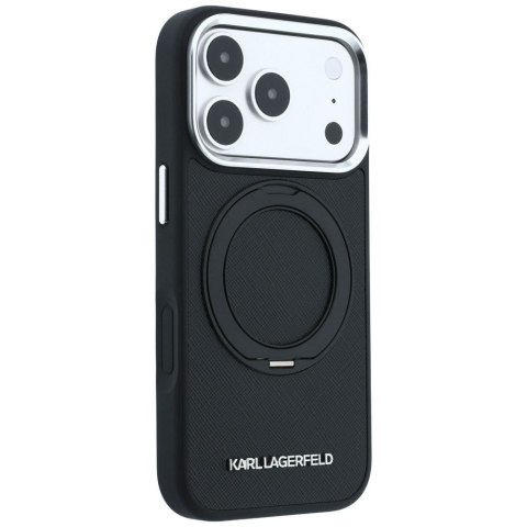 KARL LAGERFELD futerał do IPHONE 18 Pro Max/17 Pro Max kompatybilny z MagSafe (Ring Stand 360 Saffiano Classic Logo) czarny