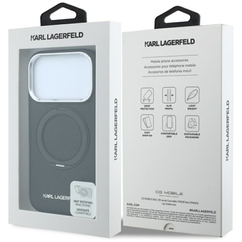 KARL LAGERFELD futerał do IPHONE 18 Pro Max/17 Pro Max kompatybilny z MagSafe (Ring Stand 360 Saffiano Classic Logo) czarny