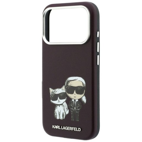 KARL LAGERFELD futerał do IPHONE 18 Pro Max/ 17 Pro Max kompatybilny z MagSafe (Smooth Karl & Choupette Bodies) burgundowy