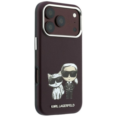 KARL LAGERFELD futerał do IPHONE 18 Pro Max/ 17 Pro Max kompatybilny z MagSafe (Smooth Karl & Choupette Bodies) burgundowy