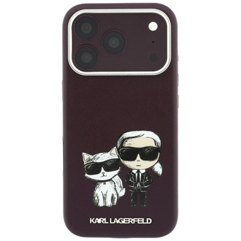 KARL LAGERFELD futerał do IPHONE 18 Pro Max/ 17 Pro Max kompatybilny z MagSafe (Smooth Karl & Choupette Bodies) burgundowy