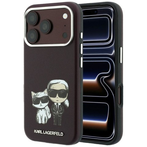 KARL LAGERFELD futerał do IPHONE 18 Pro Max/ 17 Pro Max kompatybilny z MagSafe (Smooth Karl & Choupette Bodies) burgundowy
