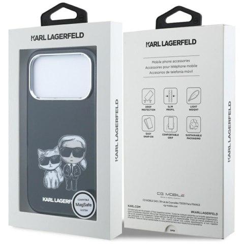 KARL LAGERFELD futerał do IPHONE 18 Pro Max/ 17 Pro Max kompatybilny z MagSafe (Smooth Karl & Choupette Bodies) czarny