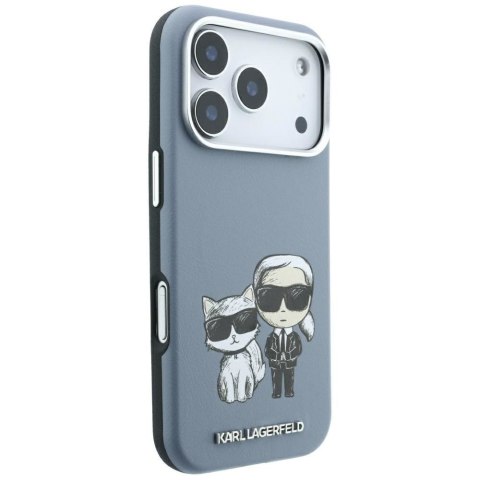 KARL LAGERFELD futerał do IPHONE 18 Pro Max/ 17 Pro Max kompatybilny z MagSafe (Smooth Karl & Choupette Bodies) jasno niebieski