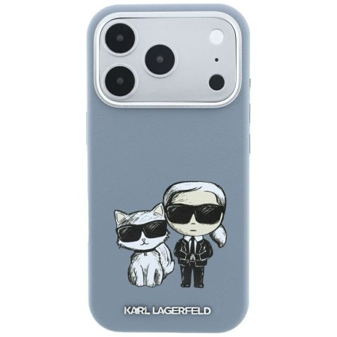 KARL LAGERFELD futerał do IPHONE 18 Pro Max/ 17 Pro Max kompatybilny z MagSafe (Smooth Karl & Choupette Bodies) jasno niebieski