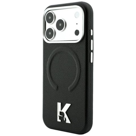 KARL LAGERFELD futerał do IPHONE 18 Pro/17 Pro kompatybilny z MagSafe (Grained Embossed Ring & Kameo Logo) czarny