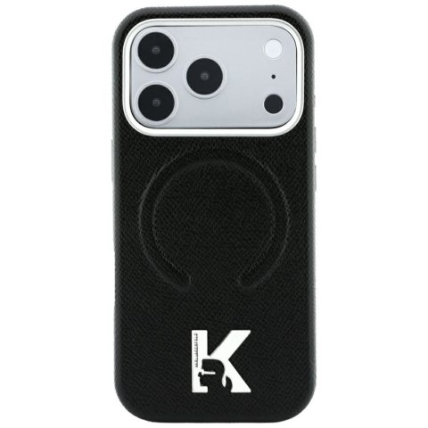 KARL LAGERFELD futerał do IPHONE 18 Pro/17 Pro kompatybilny z MagSafe (Grained Embossed Ring & Kameo Logo) czarny