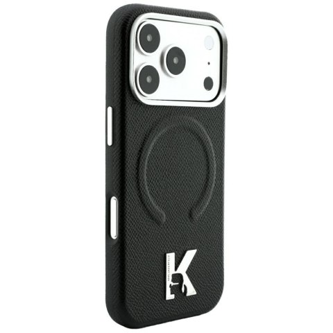 KARL LAGERFELD futerał do IPHONE 18 Pro/17 Pro kompatybilny z MagSafe (Grained Embossed Ring & Kameo Logo) czarny