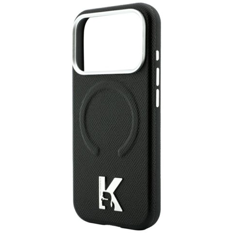 KARL LAGERFELD futerał do IPHONE 18 Pro/17 Pro kompatybilny z MagSafe (Grained Embossed Ring & Kameo Logo) czarny